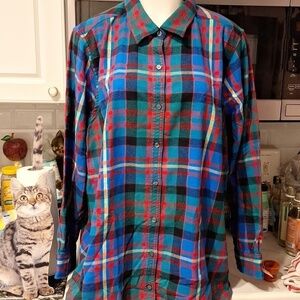 Z  Lands End casual button down  long sleeve flannel shirt plus size 26W